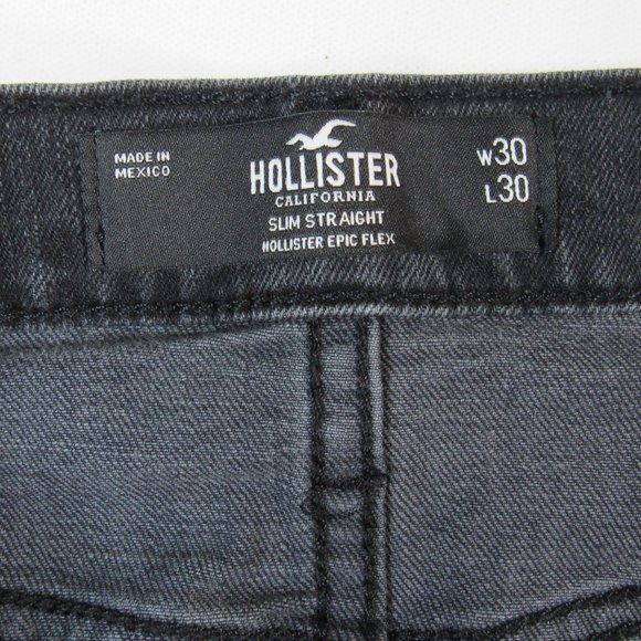 Hollister Epic Flex Men's Washed Black Slim Straight Jeans Size W30 L30 - Picture 9 of 14